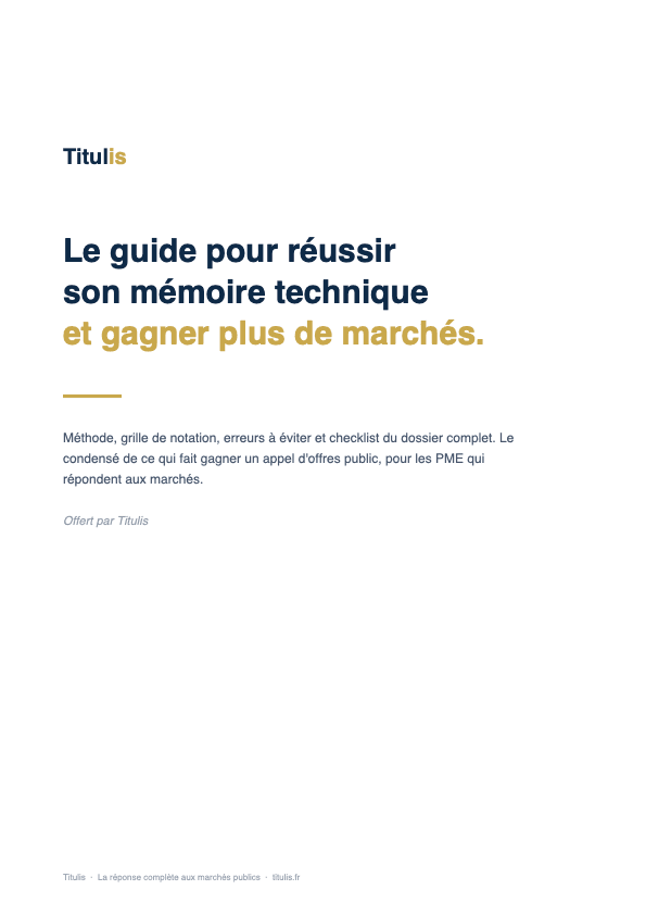 Couverture du guide Titulis : réussir son mémoire technique